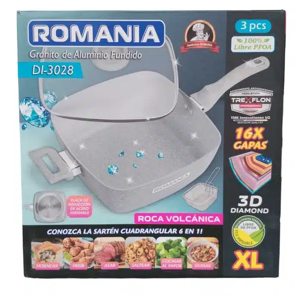 Sarten Cuadrada Romania Granito 28Cm Multifunción 6en1 - Imagen 5