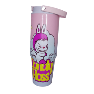 Vaso termico flip straw y tapon 800ml acero inoxidable labubu