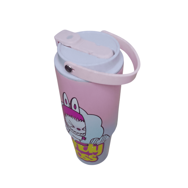 Vaso termico flip straw y tapon 800ml acero inoxidable labubu