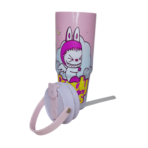 Vaso termico flip straw y tapon 800ml acero inoxidable labubu - Imagen 3