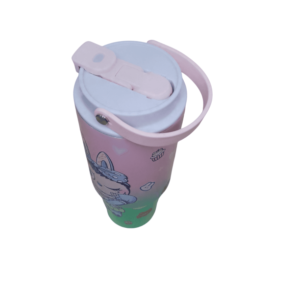 Vaso termico flip straw y tapon 800ml acero inoxidable labubu