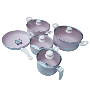 Set Bateria Juego de Ollas 5 Pc Rosmania Roca Volcanica Mf778b